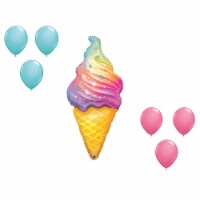 LOONBALLOON 45 Inch Rainbow Swirl Ice Cream Balloon Medium Shape Set (6x latex 2x shape) Perspective: Main