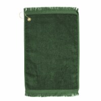 Premium Fringed Velour Golf Towel with Corner Hook &Grommet Placement- Hunter