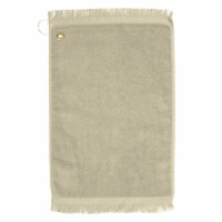 Premium Fringed Velour Golf Towel with Corner Hook &Grommet Placement-Beige