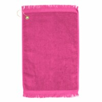 Premium Fringed Velour Golf Towel with Corner Hook &Grommet Placement-Hot Pink