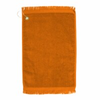 Premium Fringed Velour Golf Towel with Corner Hook &Grommet Placement-Orange