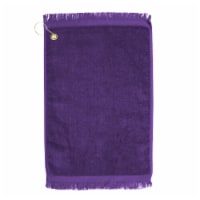 Premium Fringed Velour Golf Towel with Corner Hook &Grommet Placement-Purple