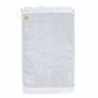 Premium Fringed Velour Golf Towel with Corner Hook &Grommet Placement-White