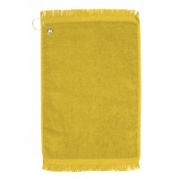 Premium Fringed Velour Golf Towel with Corner Hook &Grommet Placement-Yellow