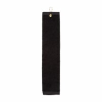 Premium Velour Golf Towel with Tri-fold Hook & Grommet Placement-Black