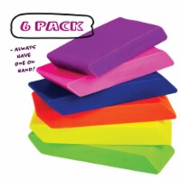 Neliblu Premium Pencil Erasers High Quality Bright Neon Chiseled Erasers 6 Pack