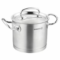 YBM Home a1165 9.4 in. Dia. x 3.9 in. Korkmaz Stainless Steel Stockpot with Lid & Handles&#44
