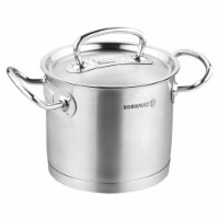 YBM Home a1166 9.4 in. Dia. x 3.9 in. Korkmaz Stainless Steel Stockpot with Lid & Handles&#44
