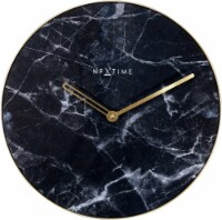 Marble 15.7 Round Wall Clock, Glass with Marble Print, Gold Hands, Slim Metal Edge