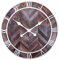 Roman Vintage 23.6 Round Wall Clock, Wood Veneer, Metal Roman Index Numbers, Elegant Hands