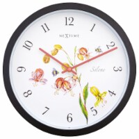 Silene 12 Weatherproof Wall Clock, Black Case, Vintage Watercolor Illustration