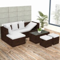 vidaXL 4 Piece Patio Lounge Set with Cushions Poly Rattan Brown
