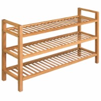 vidaXL Shoe Rack with 3 Shelves Solid Oak Wood 39.4 x10.6 x23.6