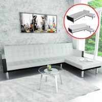 vidaXL L-shaped Sofa Bed Artificial Leather White and Black
