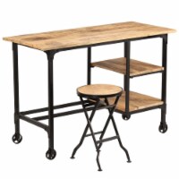vidaXL Desk with Folding Stool Solid Mango Wood 45.3 x19.7 x29.9