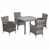 vidaXL 5 Piece Patio Dining Set with Cushions Poly Rattan Gray