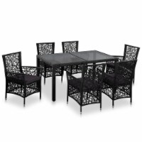 vidaXL 7 Piece Patio Dining Set Poly Rattan Black
