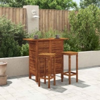 vidaXL 3 Piece Bar Table and Chair Set Solid Acacia Wood