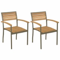 vidaXL Stackable Patio Chairs 2 pcs Solid Acacia Wood and Steel