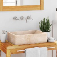 vidaXL Sink 17.7 x11.8 x4.7 Marble High Gloss Cream