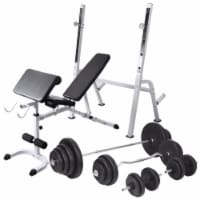 vidaXL Workout Bench with Weight Rack Barbell and Dumbbell Set
