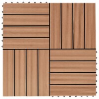 vidaXL 11 pcs Decking Tiles WPC 11.8 x11.8 1 sqm Teak Color