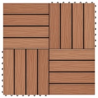 vidaXL 11 pcs Decking Tiles Deep Embossed WPC 11.8 x11.8 1 sqm Light Brown