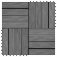 vidaXL 11 pcs Decking Tiles Deep Embossed WPC 11.8 x11.8 1 sqm Gray