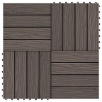 vidaXL 11 pcs Decking Tiles Deep Embossed WPC 11.8 x11.8 1 sqm Dark Brown