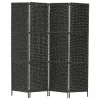 vidaXL 4-Panel Room Divider Black 60.6 x63 Water Hyacinth