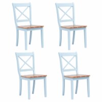 vidaXL Dining Chairs 4 pcs Gray and Light Wood Solid Rubber Wood