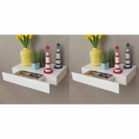 vidaXL Floating Wall Shelves with Drawers 2 pcs White 18.9