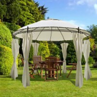 vidaXL Round Gazebo with Curtains 11' 5'' x 8' 9''