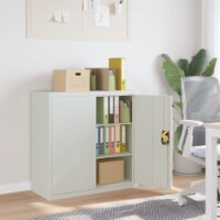 vidaXL Office Cabinet with 2 Doors Gray 35.4” Steel