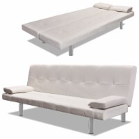 vidaXL Sofa Bed with Two Pillows Artificial Leather Adjustable Cream White