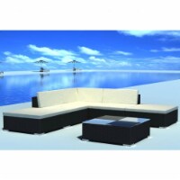 vidaXL 6 Piece Patio Lounge Set with Cushions Poly Rattan Black