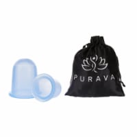PURAVA Blue Cupping Therapy Set - High Quality Silicone for Neck, Face & Body Pain Relief