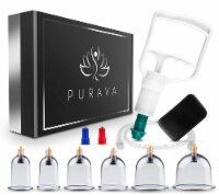 PURAVA Cupping Therapy Set - Vacuum Pump, 12 Cups for Tension Relief