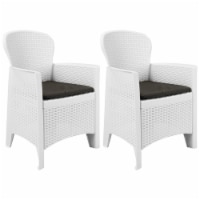 vidaXL Patio Chairs 2 pcs with Cushion White Plastic Rattan Look