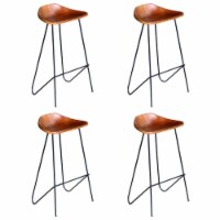 vidaXL Bar Stools 4 pcs Brown Real Leather