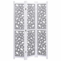 vidaXL 3-Panel Room Divider Gray 41.3 x65 Solid Wood