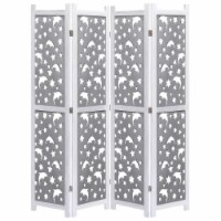 vidaXL 4-Panel Room Divider Gray 55.1 x65 Solid Wood