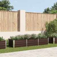 vidaXL Garden Raised Bed Brown 94.5 x31.5 x17.7 Galvanized Steel