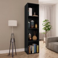 vidaXL Book Cabinet/TV Stand Black 14.2 x11.8 x56.3 Engineered Wood
