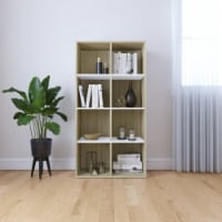 vidaXL Book Cabinet/Sideboard White and Sonoma Oak 26 x11.8 x51.2 Engineered Wood