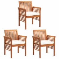 vidaXL Patio Dining Chairs with Cushions 3 pcs Solid Acacia Wood