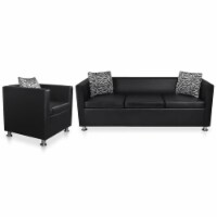 vidaXL Sofa Set Armchair and 3-Seater Black Faux Leather