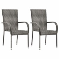 vidaXL Stackable Patio Chairs 2 pcs Gray Poly Rattan