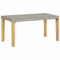 vidaXL Garden Bench 47.2  Gray Poly Rattan and Solid Acacia Wood