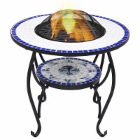 vidaXL Mosaic Fire Pit Table Blue and White 26.8 Ceramic